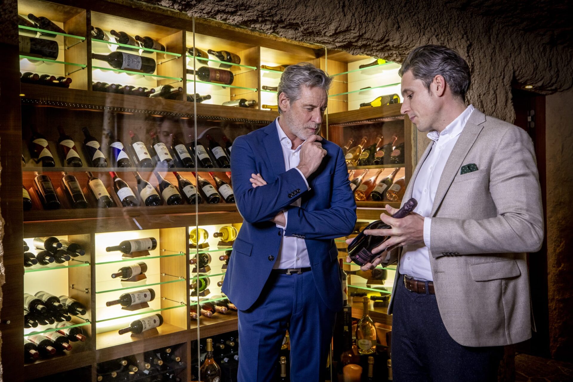 Host trying to choose wine